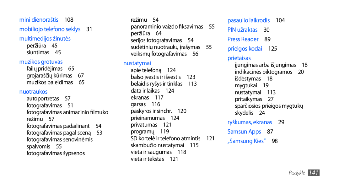 Samsung GT-I9000HKASEB, GT-I9000HKXSEB manual Režimu , Fotografavimas šypsenos, 113, 124, 117, 115, 121, 125, Skydelis  